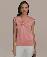 Donna Karan New York Women's Cap-Sleeve V-Neck Blouse