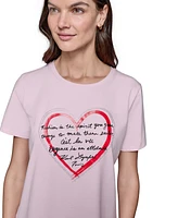 Karl Lagerfeld Paris Women's Heart Quote Crewneck Tee