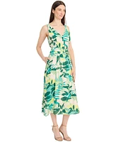 Maggy London Women's Printed Belted Midi Dress