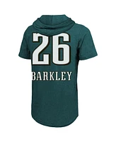 Majestic Threads Men's Saquon Barkley Midnight Green Philadelphia Eagles Super Bowl Lix Champions Name Number Tri-Blend Short Sleeve Pullover Hoodie