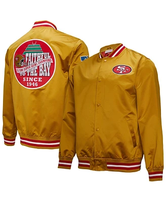 Mitchell & Ness Men's Gold San Francisco 49ers Double Down Satin Full-Snap Jacket