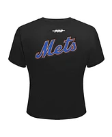 Pro Standard Women's Black New York Mets Game Day Classics Baby Doll Cropped T-Shirt