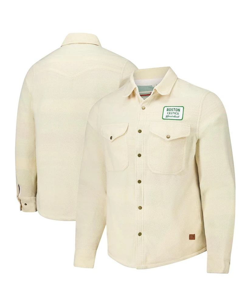 Sportiqe Men's and Women's Cream Boston Celtics High Country Reeves Full-Button Long Sleeve Shirt