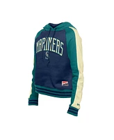 New Era Women's Navy Seattle Mariners Cooperstown Collection Cropped Raglan Pullover Hoodie