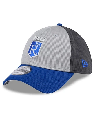 New Era Men's Gray/Royal Kansas City Royals 2025 Batting Practice 39THIRTY Flex Hat