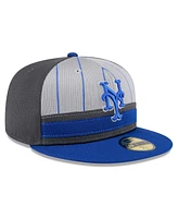 New Era Men's Gray/Royal York Mets 2025 Batting Practice 59FIFTY Fitted Hat