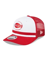 New Era Men's White/Red Cincinnati Reds 2025 Batting Practice 9SEVENTY Stretch-Snap Trucker Hat