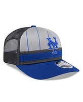 New Era Men's Gray/Royal New York Mets 2025 Batting Practice 9SEVENTY Stretch-Snap Trucker Hat