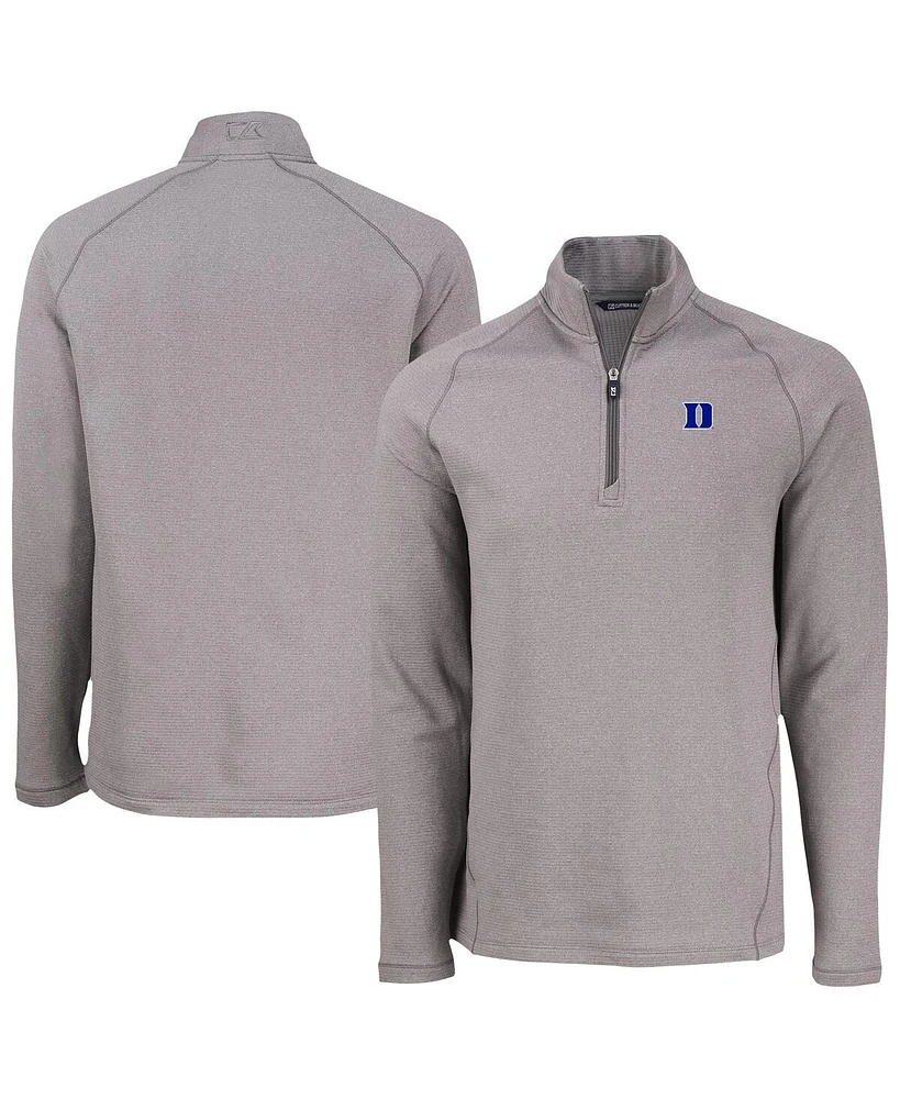 Cutter & Buck Men's Heather Gray Duke Blue Devils Peshastin Eco Fleece Quarter-Zip Sweatshirt