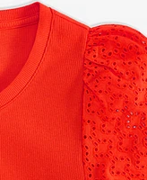 On 34th Women's Eyelet-Sleeve Rib-Knit Top, Exclusively at Macy's