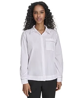 Calvin Klein Women's Collared Button-Front Cotton Shirt