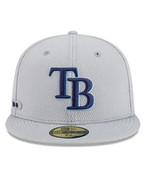 New Era Men's Gray Tampa Bay Rays 2025 Mlb Clubhouse 59FIFTY Fitted Hat