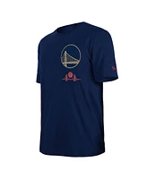 New Era Men's Navy Golden State Warriors 2024/25 City Edition Chenille Heavyweight T-Shirt