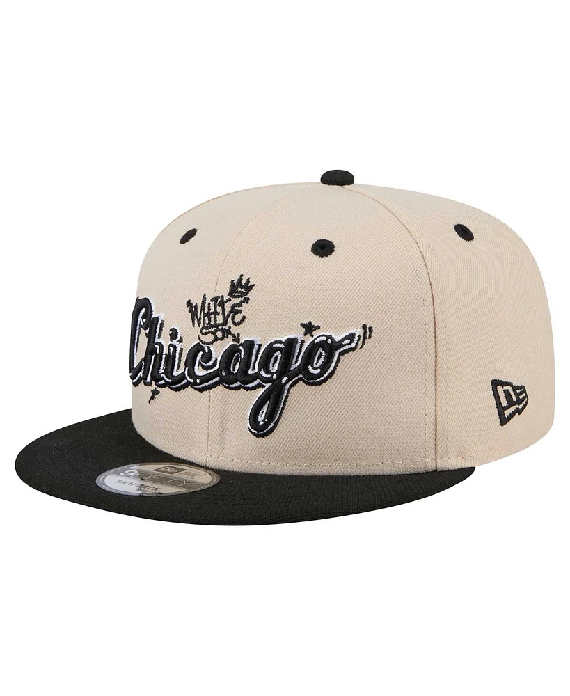 New Era Men's Cream/Black Chicago White Sox Team Art 9FIFTY Snapback Hat