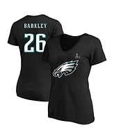 Fanatics Women's Saquon Barkley Black Philadelphia Eagles Super Bowl Lix Plus Player Name Number V-Neck T-Shirt