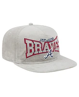 New Era Men's Gray Atlanta Braves Corduroy Golfer Snapback Hat