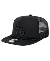 New Era Men's Black Philadelphia 76ers Tone Foam Meshback Golfer Snapback Hat