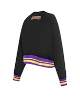 Pro Standard Women's Black Los Angeles Lakers Area Code Cropped Pullover Sweatshirt