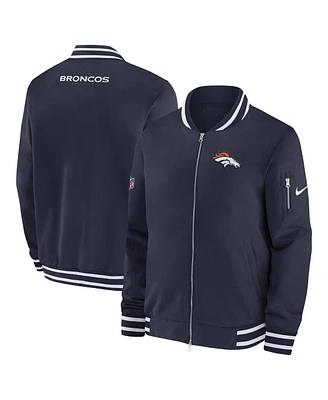 Nike Men's Navy Denver Broncos Coach Full-Zip Bomber Jacket