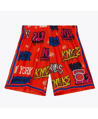 Mitchell & Ness Men's Orange New York Knicks 1998/99 Hardwood Classics Slap Sticker Swingman Shorts