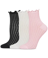 Hue Women's 3-Pk. Sheer Ribbed Anklet Socks