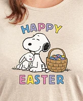 Hybrid Apparel Trendy Plus Peanuts Happy Easter Graphic Crew Neck T-Shirt