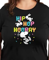 Hybrid Apparel Trendy Plus Peanuts Hip Hop Hooray Easter Graphic Crew Neck T-Shirt