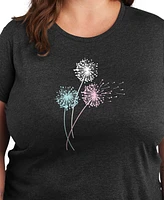 Hybrid Apparel Trendy Plus Dandelions Graphic Crew NeckT-Shirt