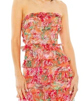 Women's Strapless Micro Ruffle Dress