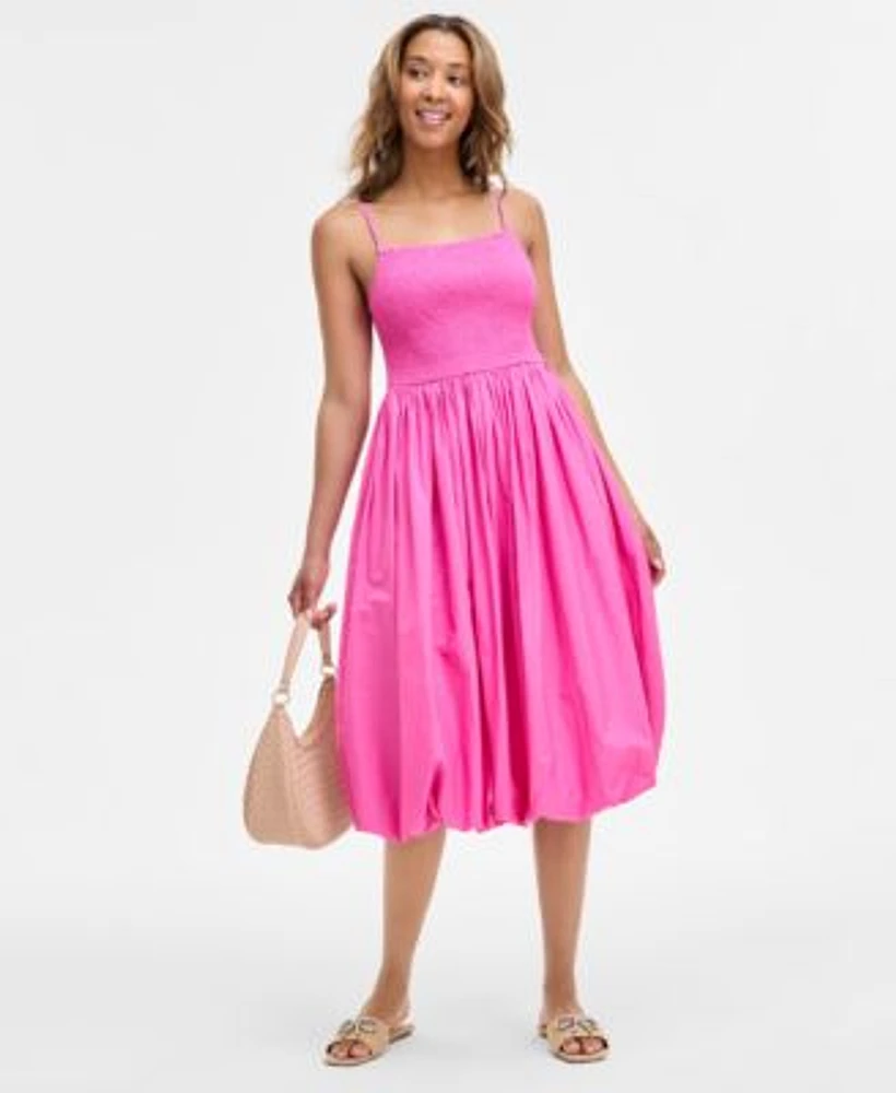 On 34th Womens Cotton Bubble Hem Midi Dress Crossbody Bag Earrings Jazziee Sandals Exclusively At Macys