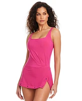 Beyond Control Women's Grommet-Detail Square-Neck Swim Dress