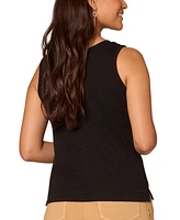 Democracy Women's Sleeveless Notched Scoopneck Knit Tank