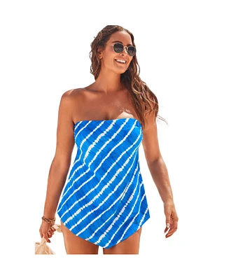 Swimsuits for All Plus Longer Length Scarf Bandeau Tankini Top