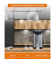 Commercial Chef Electric Hot Water Dispenser, 750W Stainless Steel Water Boiler with 5.8 Qt. Capacity, 360-Degree Base, 3 Dispensing Modes, Chlorine R