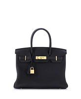 Pre-Owned Hermes Birkin 30 Handbag Black Maurice with Gold Hardware