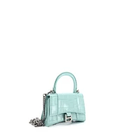 Pre-Owned Balenciaga Mini Hourglass Chain Top Handle Bag Embossed Leather