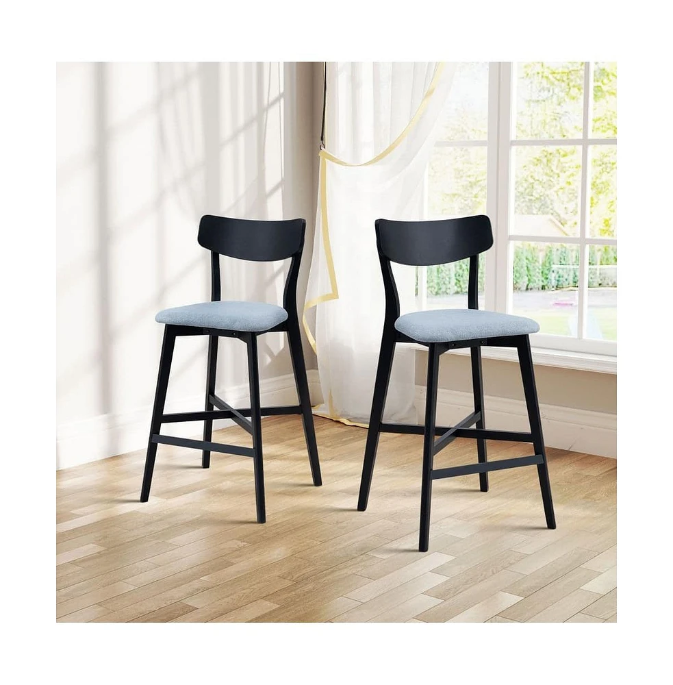 Set of 2 Bar Stools, 28.5 Inch Solid Wood Kitchen Island Chairs for Home, Bar, or Pub-The Pop Home