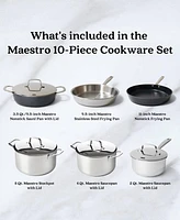 Alva Maestro 10-Piece Professional Cookware Collection - Premium Nonstick Frying Pans, Stock Pot, Saucepan & Saute Pan w/ Lid
