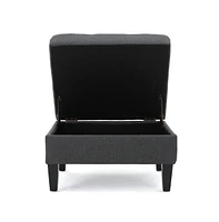 Tufted Storage Ottoman with Waffle Stitching, Upholstered Footrest Hidden Storage-The Pop Home
