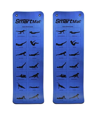 Prism Fitness Thick Smart Self Guided Stretching and Exercise Mat, Blue (2 Pack)