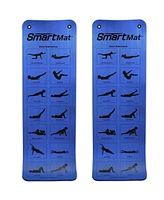 Prism Fitness Thick Smart Self Guided Stretching and Exercise Mat, Blue (2 Pack)