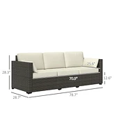 Outsunny Three-Seater Outdoor Wicker Patio Furniture