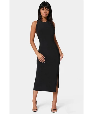 Bebe Women's High Neck Cowl Maci with Slit Dress