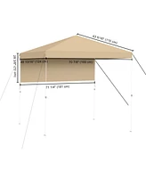 Yescom 6x4Ft Canopy Replacement Top Gazebo Cover with Half Sun Wall for Core Equipment 40146 Pop Up Outdoor Bbq Beige