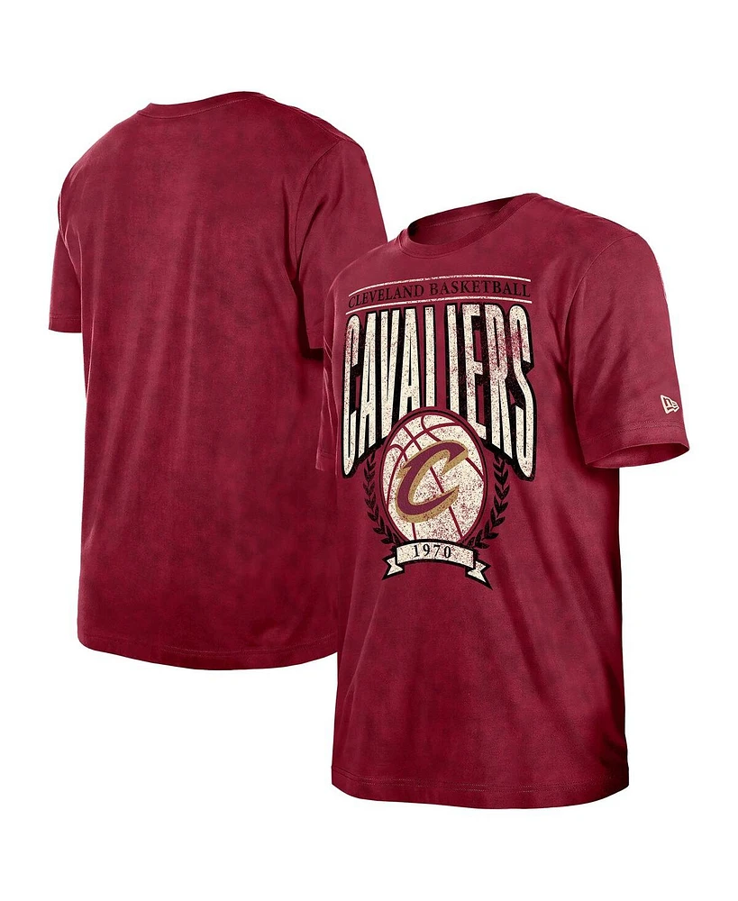 New Era Men's Wine Cleveland Cavaliers Hardwood Classics Oversized Boxy Mineral Wash T-Shirt