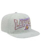 New Era Men's Gray Los Angeles Lakers Throwback Corduroy Golfer Snapback Hat