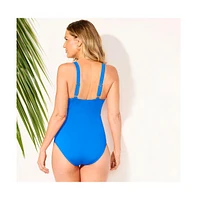 Swimsuits for All Plus Shirred Underwire One Piece Swimsuit