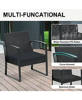 Aoodor 3-Piece Patio Furniture Set, Outdoor Rattan Wicker Chairs with Table, Sofa Set Including Cushions