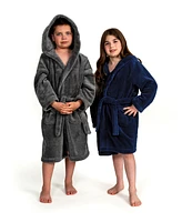 Linum Home Kids Super Plush Double Brushed Hooded Polyester Bathrobe