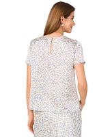 Vince Camuto Women's Abstract-Print Bead-Trim Top